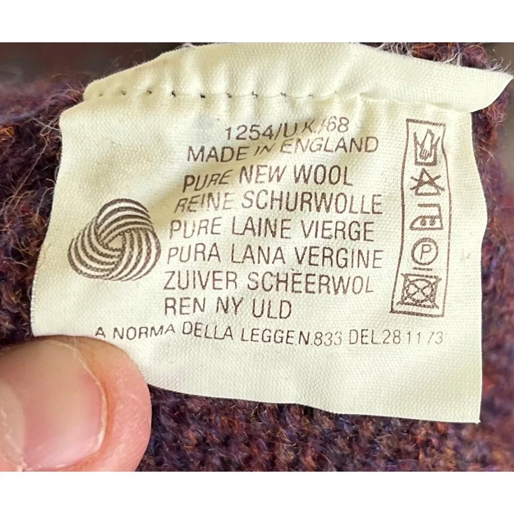Brooks Brothers Shetland Wool Argyle Sweater Mens 42 Purple Made in England Vtg